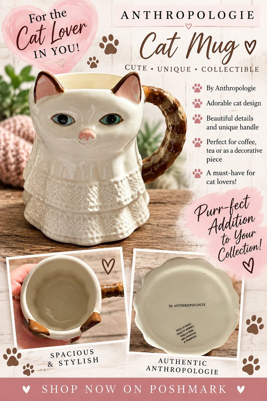 Anthropologie Peluche Halloween Stoneware Cat Mug White NIB